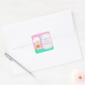 Cute Blonde Girl Baking Birthday Party Vierkante Sticker (Envelop)