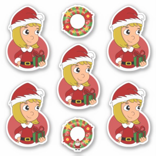 Cute blonde girl cartoon Sticker (Voorkant)