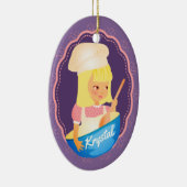 Cute blonde girl chef baker personalized Christmas Keramisch Ornament (Rechts)