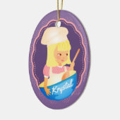 Cute blonde girl chef baker personalized Christmas Keramisch Ornament (Links)
