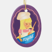 Cute blonde girl chef baker personalized Christmas Keramisch Ornament (Achterkant)