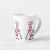 Cute Blonde Girl met roze bike en kat in bloemen Latte Mok (Rechterhoek)