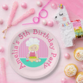 Cute Blonde Hair Girl Baking Birthday Party Papieren Bordje (Feest)