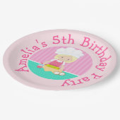 Cute Blonde Hair Girl Baking Birthday Party Papieren Bordje (Gekanteld)