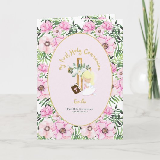 Cute Blonde Hair Girl Bedankkaart (Voorkant)