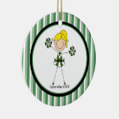 Cute Blonde Haire Cheerleader Kerstornament Keramisch Ornament (Rechts)