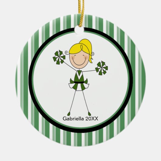 Cute Blonde Haire Cheerleader Kerstornament Keramisch Ornament (Voorkant)