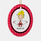 Cute Blonde Haire Cheerleader Kerstornament Keramisch Ornament (Rechts)