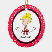 Cute Blonde Haire Cheerleader Kerstornament Keramisch Ornament (Links)