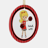 Cute Blonde Haire Cheerleader Kerstornament Keramisch Ornament (Rechts)