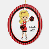 Cute Blonde Haire Cheerleader Kerstornament Keramisch Ornament (Links)