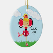Cute Blonde Haire Cheerleader Kerstornament Keramisch Ornament (Rechts)