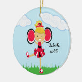 Cute Blonde Haire Cheerleader Kerstornament Keramisch Ornament (Links)