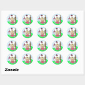 Cute Blonde Haire Princess and Unicorn Castle Ronde Sticker (Vel)