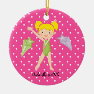 Cute Blonde Hazard Gymnast Kerstmis Ornament