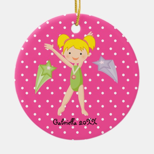 Cute Blonde Hazard Gymnast Kerstmis Ornament (Voorkant)