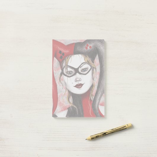Cute Blonde Jester Girl Art Sticky Notes (Op bureau)