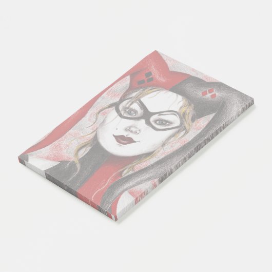 Cute Blonde Jester Girl Art Sticky Notes (Schuin)