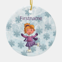 Cute blonde kleine ijsschaatsen ornament