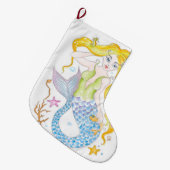 Cute Blonde Mermaid Grote Kerstsok (Voorkant (Hangend))