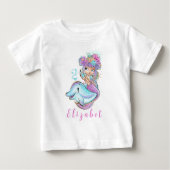 Cute Blonde Mermaid met Dolphin Birthday T-Shirt (Voorkant)