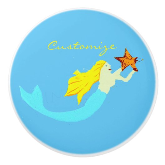Cute Blonde Mermaid met Star Thunder_Cove Keramische Knop (Voorkant)