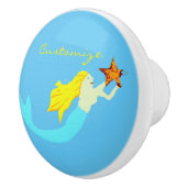 Cute Blonde Mermaid met Star Thunder_Cove Keramische Knop (Rechts)