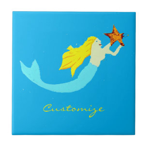 Cute Blonde Mermaid met Star Thunder_Cove Tegeltje