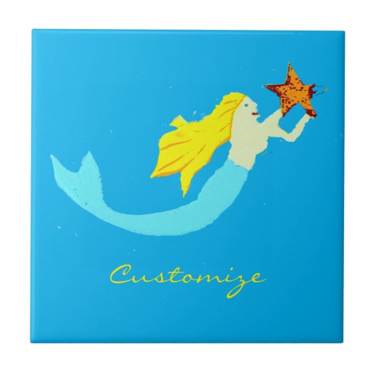 Cute Blonde Mermaid met Star Thunder_Cove Tegeltje (Voorkant)