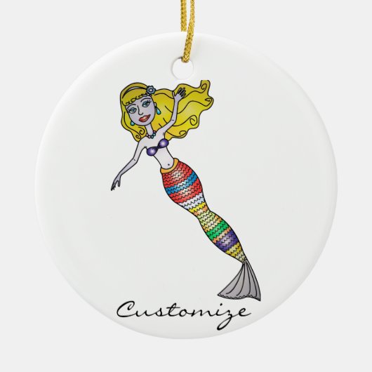 Cute Blonde Mermaid Thunder_Cove Ceramic Ornament (Voorkant)