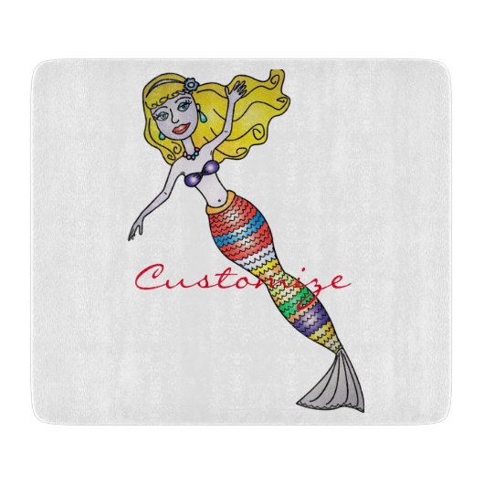 Cute Blonde Mermaid Thunder_Cove Snijplank (Voorkant)