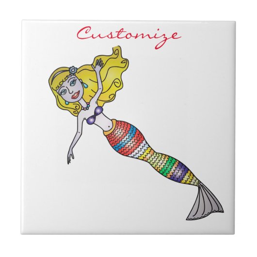 Cute Blonde Mermaid Thunder_Cove Tegeltje (Voorkant)