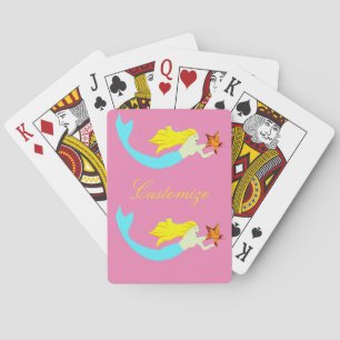 Cute Blonde Mermaids met Star Thunder_Cove Pokerkaarten