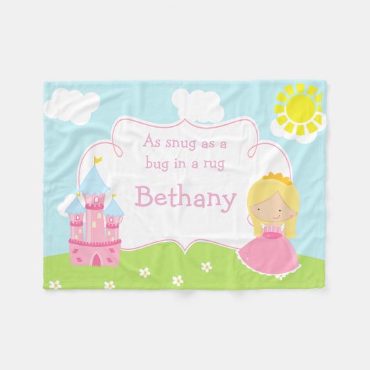 Cute Blonde Our Little Princess Fleece Deken (Voorkant (Horizontaal))