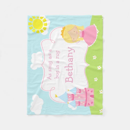 Cute Blonde Our Little Princess Fleece Deken (Voorkant)