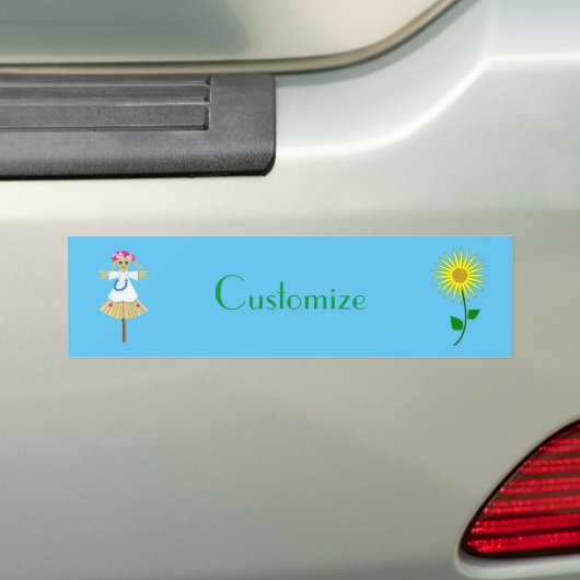 Cute Blonde Pigtails Scarecrow Bumpersticker (Op auto)