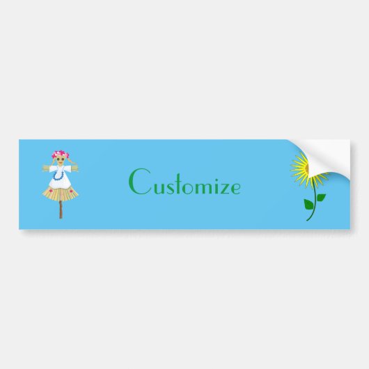 Cute Blonde Pigtails Scarecrow Bumpersticker (Voorkant)