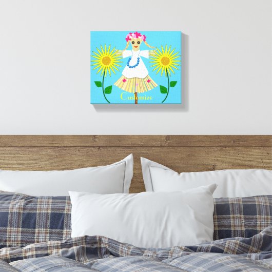 Cute Blonde Pigtails Scarecrow Canvas Afdruk (Insitu (Slaapkamer))