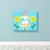 Cute Blonde Pigtails Scarecrow Canvas Afdruk (Insitu (Houten vloer))