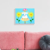 Cute Blonde Pigtails Scarecrow Canvas Afdruk (Insitu (Woonkamer))