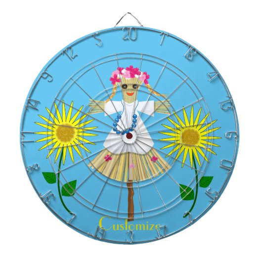 Cute Blonde Pigtails Scarecrow Dartbord (Voorkant)
