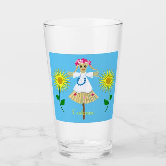 Cute Blonde Pigtails Scarecrow Glas (Voorkant)