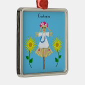 Cute Blonde Pigtails Scarecrow Metalen Ornament (Rechts)