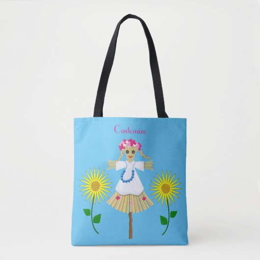 Cute Blonde Pigtails Scarecrow Tote Bag (Voorkant)