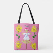 Cute Blonde Pigtails Scarecrow Tote Bag (Achterkant)
