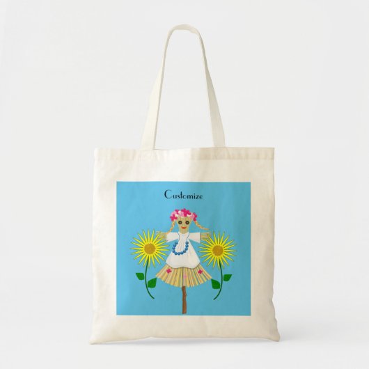 Cute Blonde Pigtails Scarecrow Tote Bag (Voorkant)