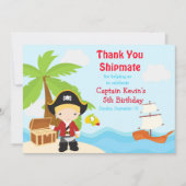 Cute Blonde Pirate Boy Birthday Party Bedankkaart (Voorkant)