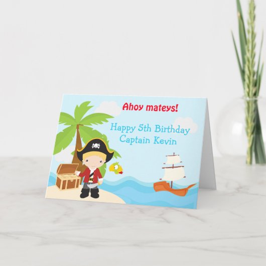 Cute Blonde Pirate Boy Birthday Party Kaart (Voorkant)