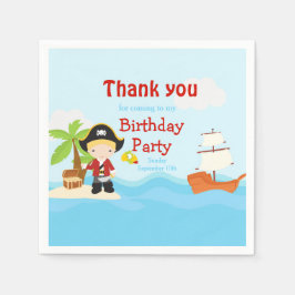 Cute Blonde Pirate Boy in Red Birthday Servet