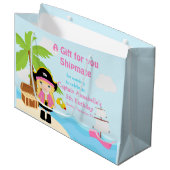 Cute Blonde Pirate Girl in Pink Birthday Hartelijk Groot Cadeauzakje (Voorkant Gekanteld)